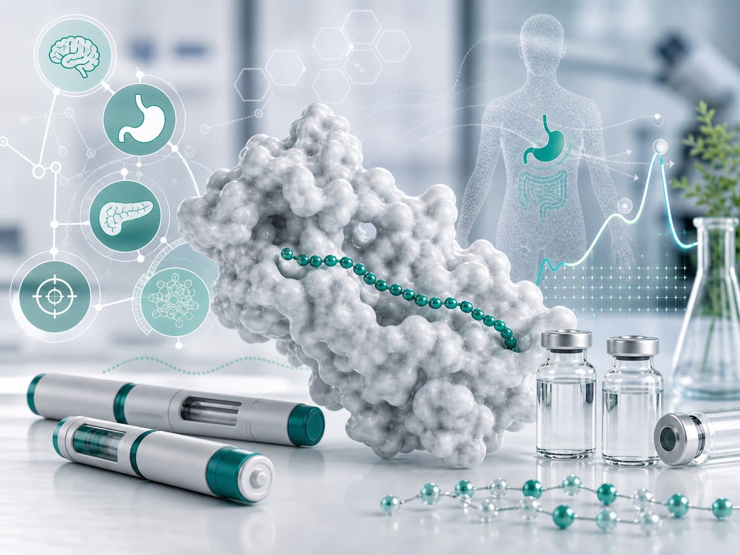 Peptide research visual for weight loss and metabolic agonists